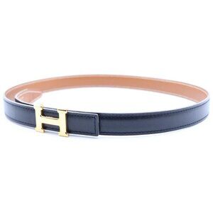 Hermes Constance Belt Black Brown Leather Gold